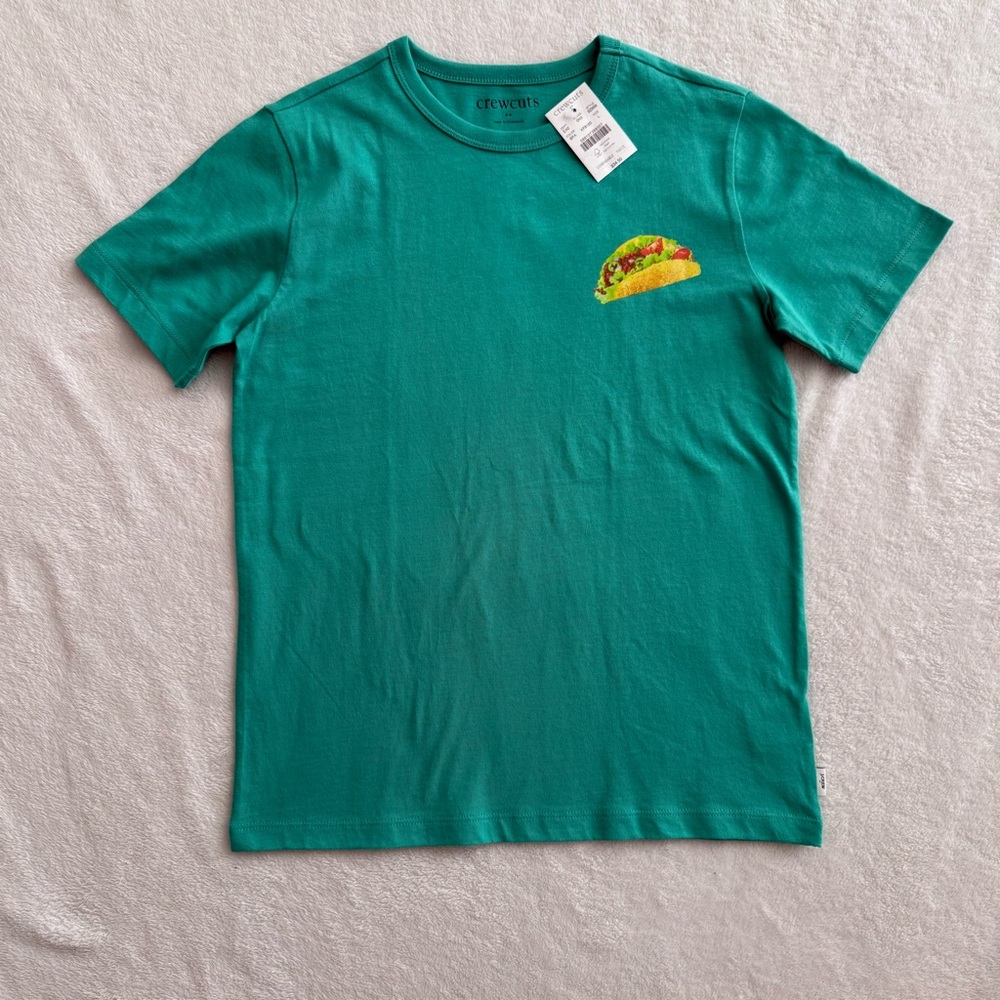 Crewcuts Green T-Shirt with Taco Graphic L 10/11 NWT